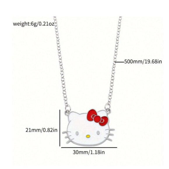 New Hello Kitty Silver Charm Bracelet & Necklace Set Red Bow Accent Jewelry Gift - Picture 5 of 6